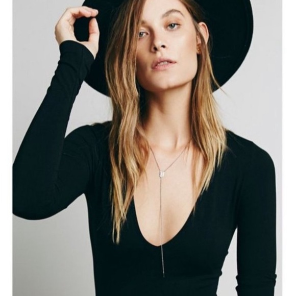 Free People Tops - Free People Intimately Seamless Plunging V-Neck Ling Sleeve Top Black XS/S NEW